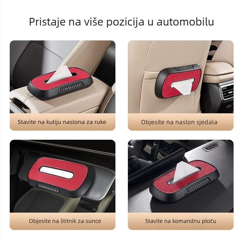 Držač za maramice u automobilu s mogućnošću vješanja na vizir