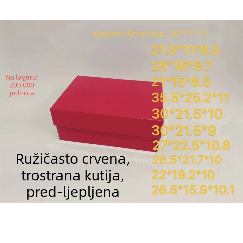 Ružičasta sklopiva kutija za cipele s preklopnim poklopcem, karton 250 g/m², sjajna površina