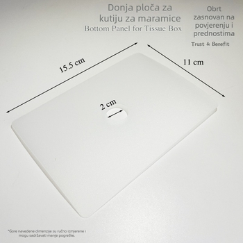 Donja pločica za kutiju maramica, dodatak za pohranu s zaštitom od prašine