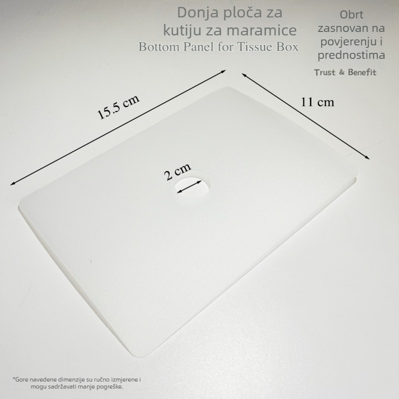 Donja pločica za kutiju maramica, dodatak za pohranu s zaštitom od prašine