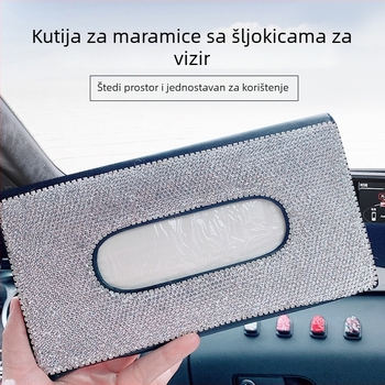 Irisirajuća kutija za maramice u auto za vizir za sunce, unutarnji dodatak, veličina 13x23 cm