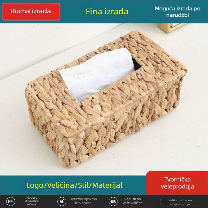 Kreativna kutija za maramice s pletenim okvirom od vodene hiacinte