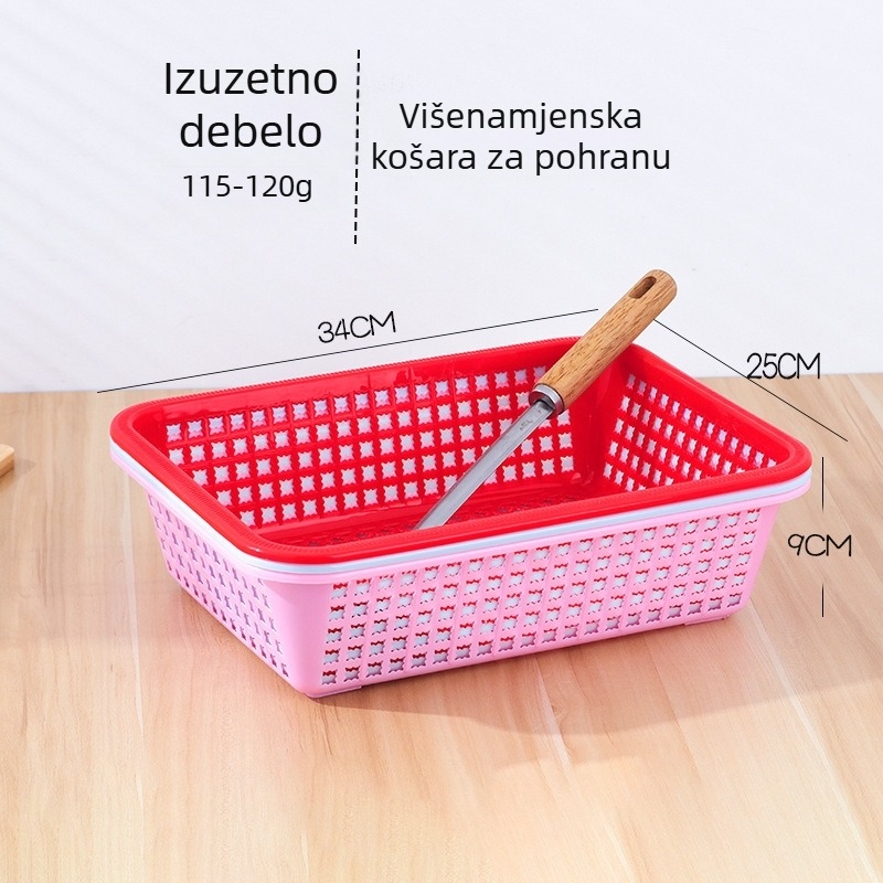 Plastični plavi kuhinjski koš za pranje i cijeđenje voća i povrća, pravokutni