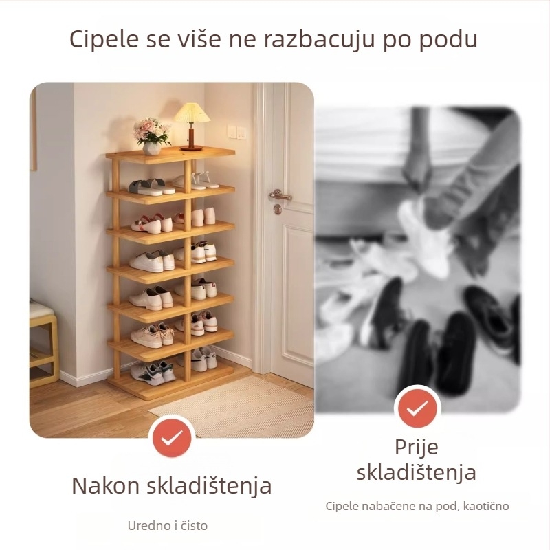 Drveni višeslojni stalak za cipele za ulaz, uski ormar za cipele za dom ili studentski dom