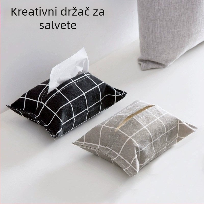 Kućni držač maramica od pamuka i lana, platnena kutija za maramice i torba za maramice za automobil