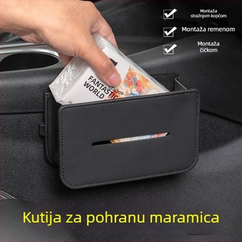Kožna kutija za maramice u automobilu, viseći organizator za vizir i stražnji dio sjedala, višenamjenski spremnik za skladištenje u automobilu