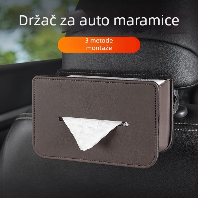 Kožna kutija za maramice u automobilu, viseći organizator za vizir i stražnji dio sjedala, višenamjenski spremnik za skladištenje u automobilu