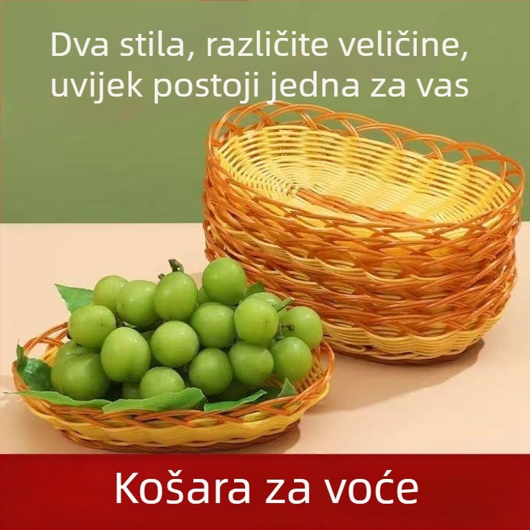 Plastična pletena košara za voće i povrće, pladanj i košara za grickalice