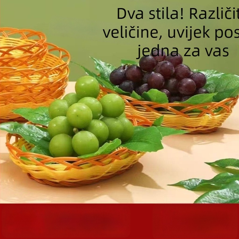Plastična pletena košara za voće i povrće, pladanj i košara za grickalice