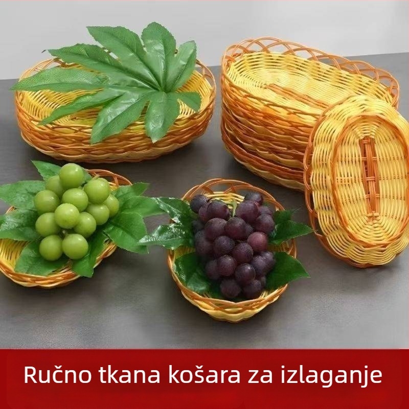 Plastična pletena košara za voće i povrće, pladanj i košara za grickalice