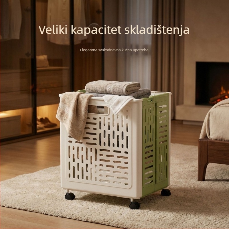 Pokretni koš za prljavu odjeću s kotačićima, debela verzija, spremnik za odjeću, pomični spremnik za pohranu, kupaonica