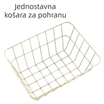 Duga plava metalna košara za voće za stolnu pohranu, jednostavan organizator, lako se čisti