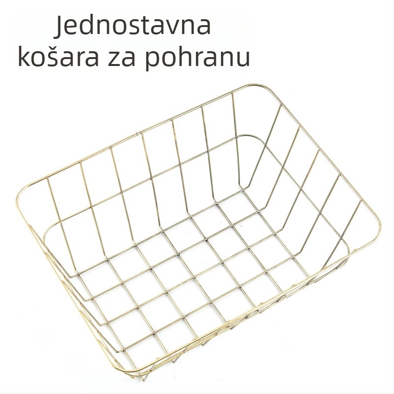 Duga plava metalna košara za voće za stolnu pohranu, jednostavan organizator, lako se čisti