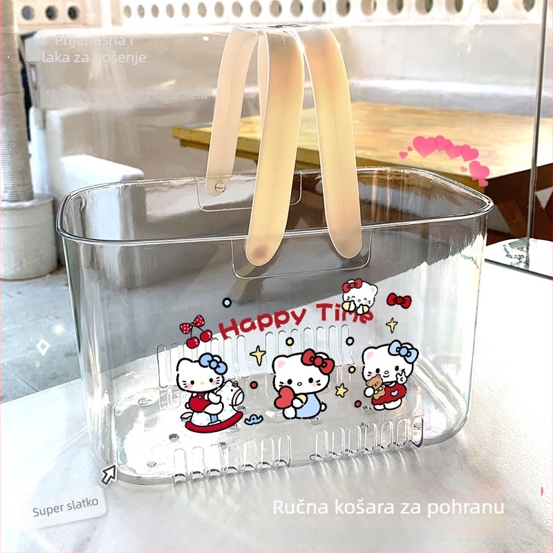 Proziran koš za kupaonicu u krem boji, japanskog stila, koš za skladištenje u kupaonici