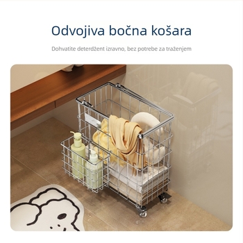 Koš za rublje od nehrđajućeg čelika za kupaonicu, elegantan podni koš za prljavu odjeću, organizator kupaonice