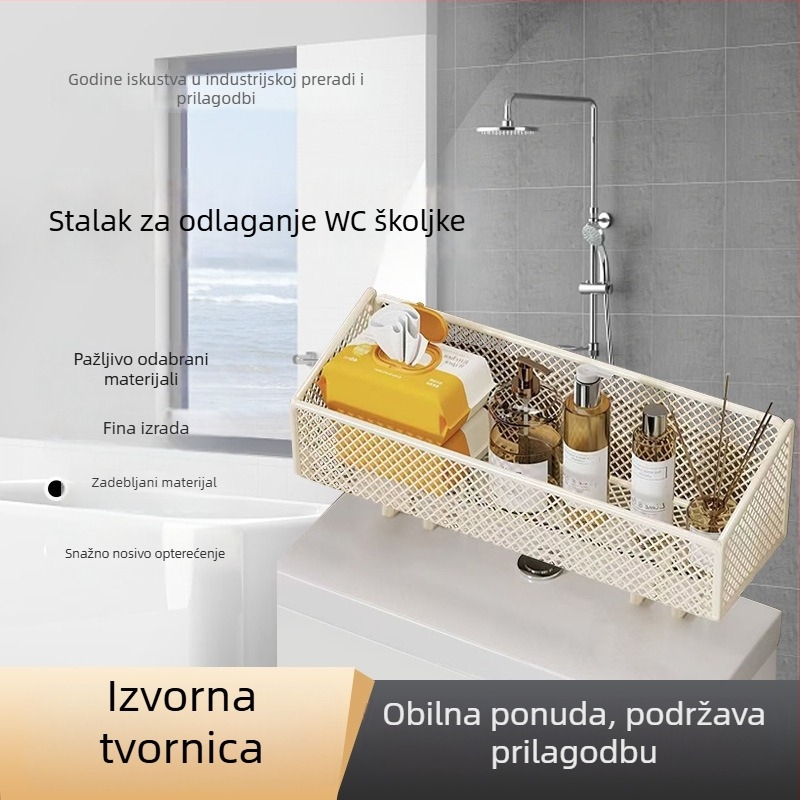 Dvoslojni regal iznad WC-a za kupaonicu – organizator za toaletni papir i gel za tuširanje
