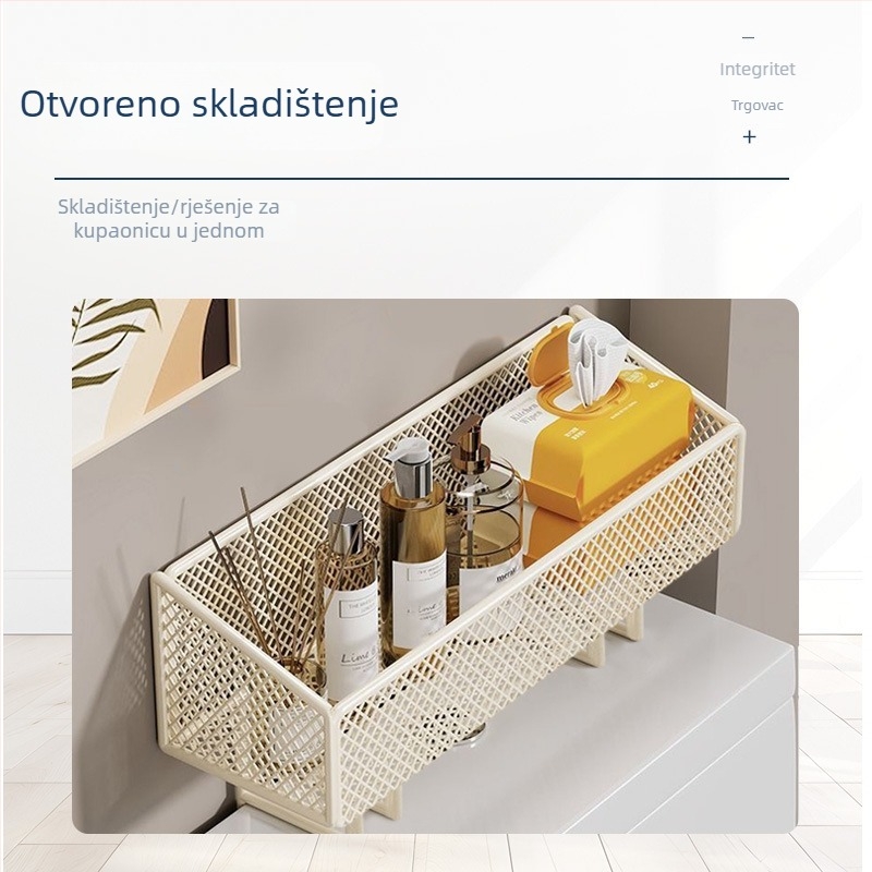 Dvoslojni regal iznad WC-a za kupaonicu – organizator za toaletni papir i gel za tuširanje