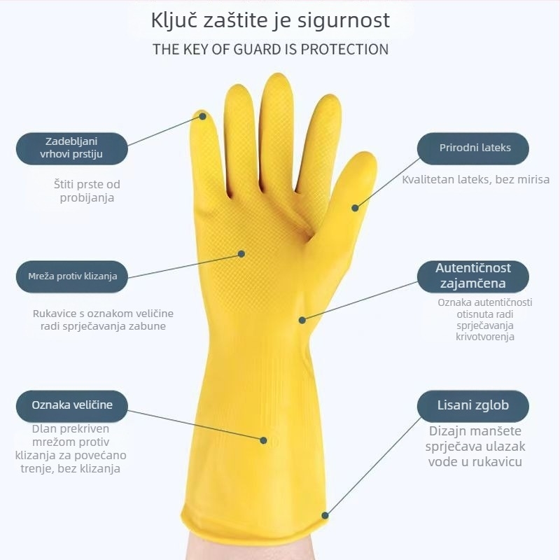 Debele latex rukavice za pranje posuđa, kućno čišćenje, vodootporne i izdržljive, pogodne za pranje rublja i održavanje automobila