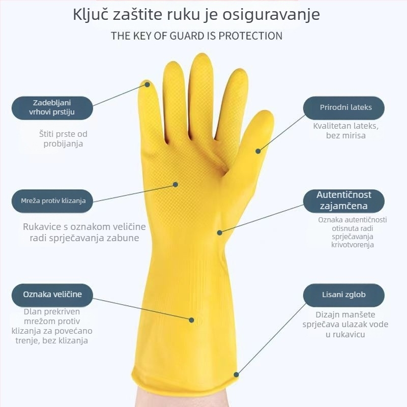 Debele latex rukavice za pranje posuđa, kućno čišćenje, vodootporne i izdržljive, pogodne za pranje rublja i održavanje automobila