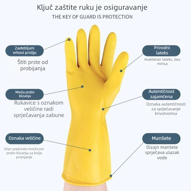 Debele latex rukavice za pranje posuđa, kućno čišćenje, vodootporne i izdržljive, pogodne za pranje rublja i održavanje automobila