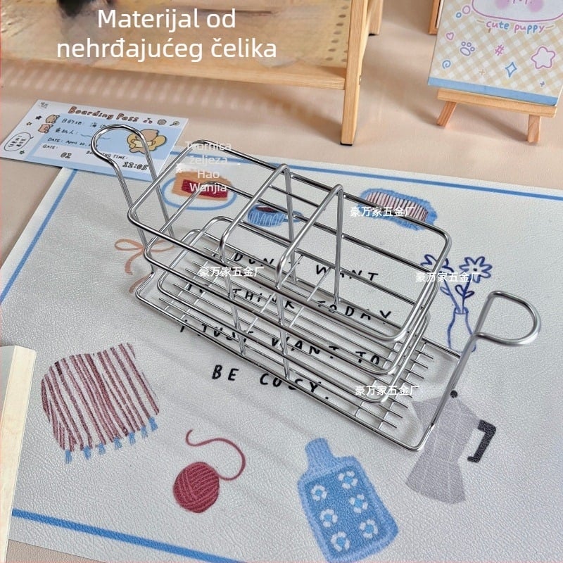 Držač za četkice od nehrđajućeg čelika, zidni, bez bušenja, s 5 pretinaca i čašom za ispiranje usta