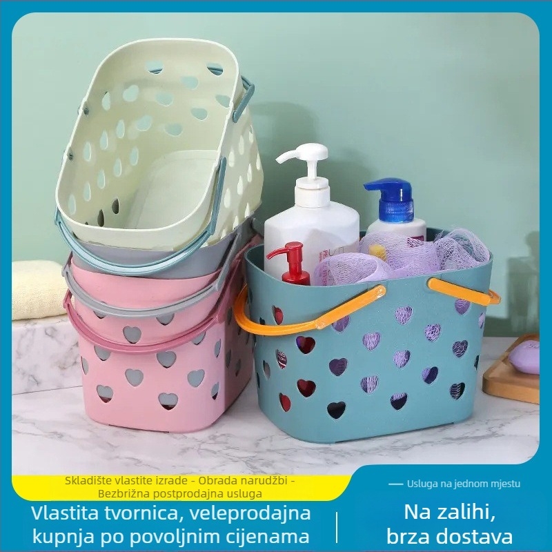 Prijenosna košarica za kupaonicu, plavi organizator za toaletne potrepštine, kompaktni organizator za studentski dom