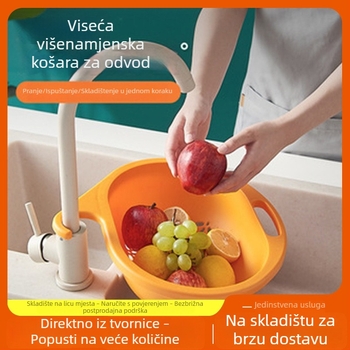 Plastična košara za pranje povrća sa odvodom, višenamjenska kuhinjska košarica za povrće i voće