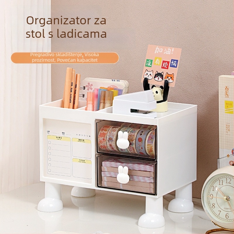 Stolni organizator s ladicom za kozmetiku, uredski pribor i olovke