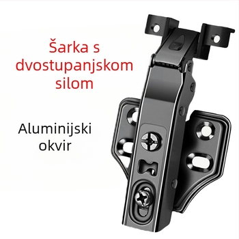Dvostupanjska šarka s aluminijskim okvirom za staklena vrata s tlumenjem — minimalistički dizajn, uski okvir za vinski ormarić