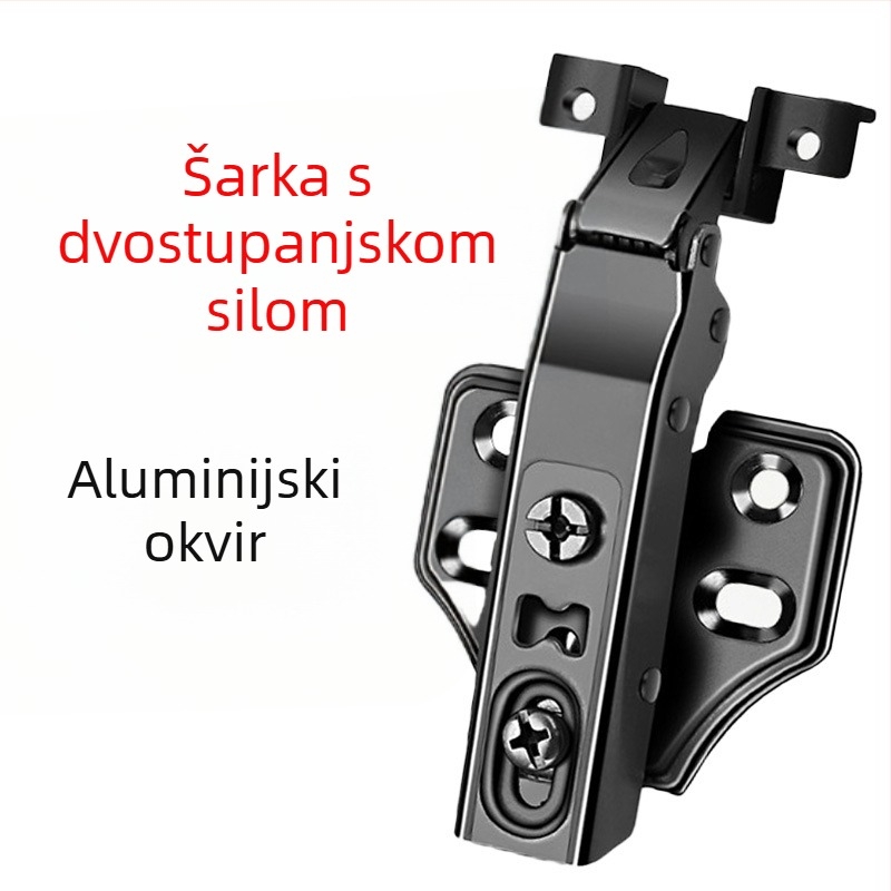 Dvostupanjska šarka s aluminijskim okvirom za staklena vrata s tlumenjem — minimalistički dizajn, uski okvir za vinski ormarić