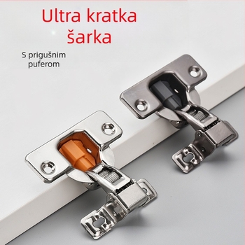 Nerđajući čelik, šarka s ultra kratkim ramenom, 14 mm, crni gunmetal završetak, za uske bočne ploče ormarića