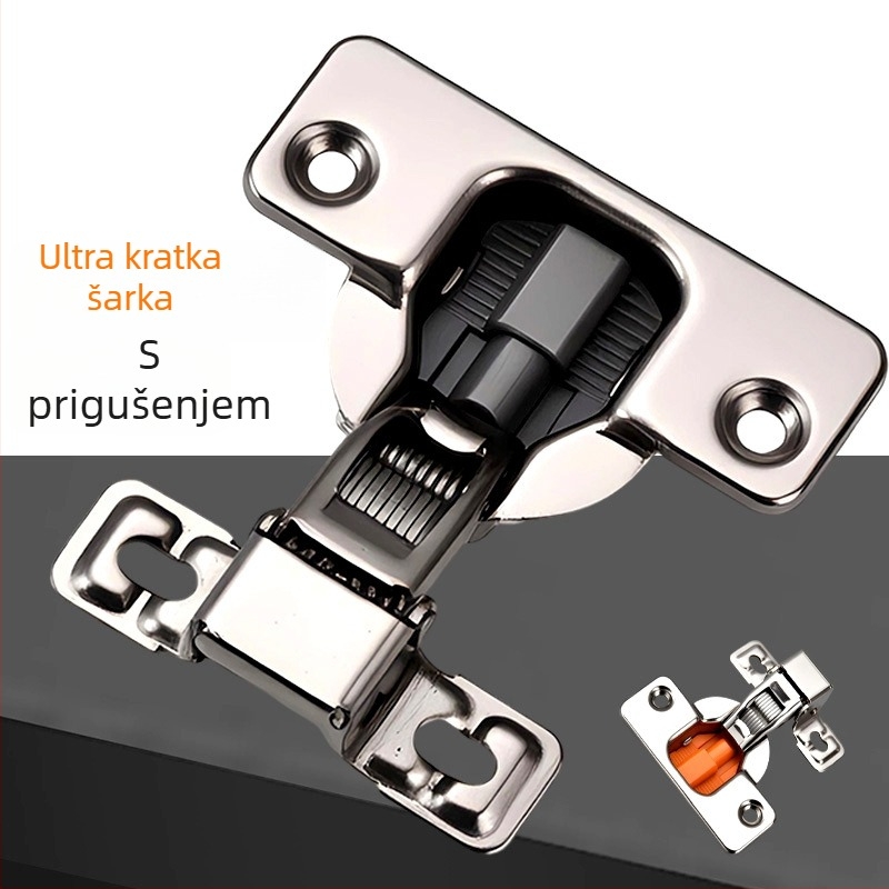 Nerđajući čelik, šarka s ultra kratkim ramenom, 14 mm, crni gunmetal završetak, za uske bočne ploče ormarića