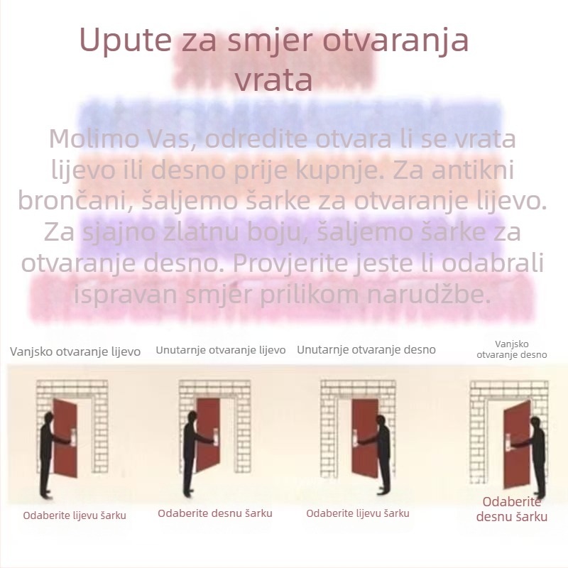 Pant vrata u obliku zastavice, od nehrđajućeg čelika, teški, demontažni, pogodan za protuprovalne, protupožarne i hodničke vrata