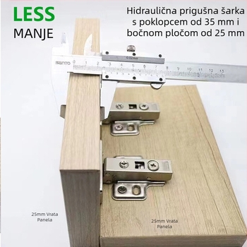 Hidrolična šarka za vrata ormara, za ploče debljine 25 mm, niklirani čelik