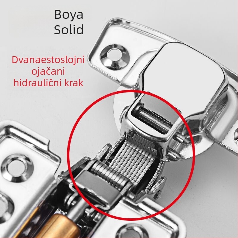 Hidraulična šarka od nehrđajućeg čelika 304, debljine 2,0 mm, s amortizacijskim mehanizmom za vrata ormara i komoda