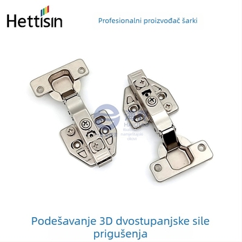 Hidraulijska šarka s 3D podešavanjem, dvostupanjska amortizacija, za ormariće i garderobe, brza montaža