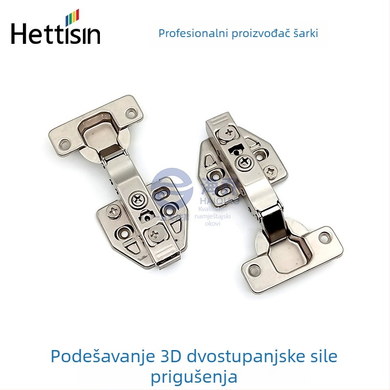 Hidraulijska šarka s 3D podešavanjem, dvostupanjska amortizacija, za ormariće i garderobe, brza montaža