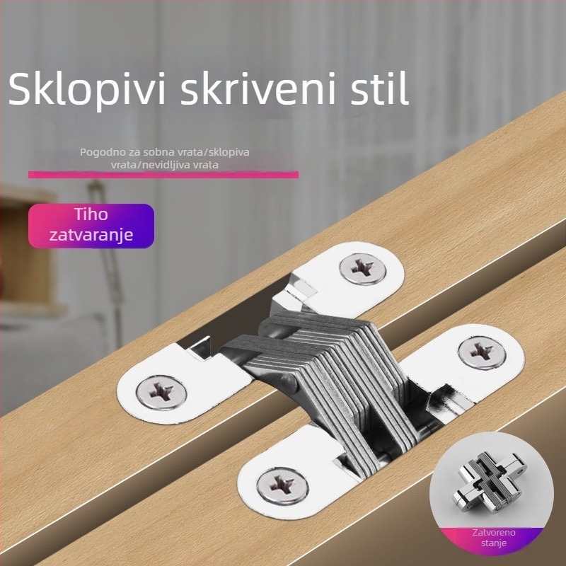 Težak križni skriveni šarniri za preklopna vrata — skriveni šarniri za ormarske vrata od nehrđajućeg čelika, cinkova legura, moderan stil