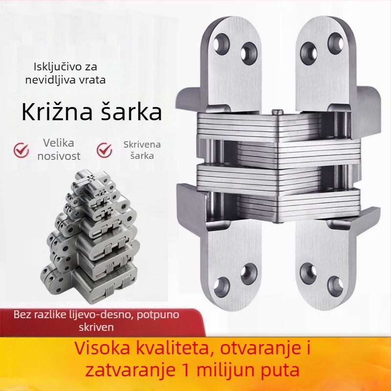 Težak križni skriveni šarniri za preklopna vrata — skriveni šarniri za ormarske vrata od nehrđajućeg čelika, cinkova legura, moderan stil