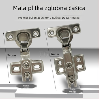 26 šarki s kratkim vratom za vrata ormarića, amortizirane šarke s plitkom čašicom za tiho zatvaranje, šarke s hidrauličkom oprugom za malu čašicu