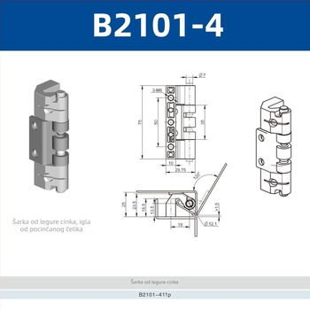 Sko B2101-4 Mehanički šarnir za vrata kutije za distribuciju CL201 odvojivi