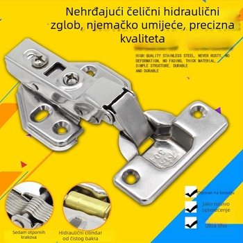 Hidraulična šarka od nehrđajućeg čelika za ormariće, debela verzija, fiksna, tiho amortizirana za vrata i prozore