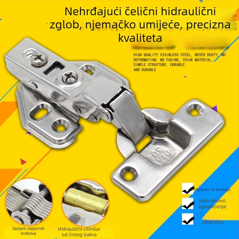 Hidraulična šarka od nehrđajućeg čelika za ormariće, debela verzija, fiksna, tiho amortizirana za vrata i prozore