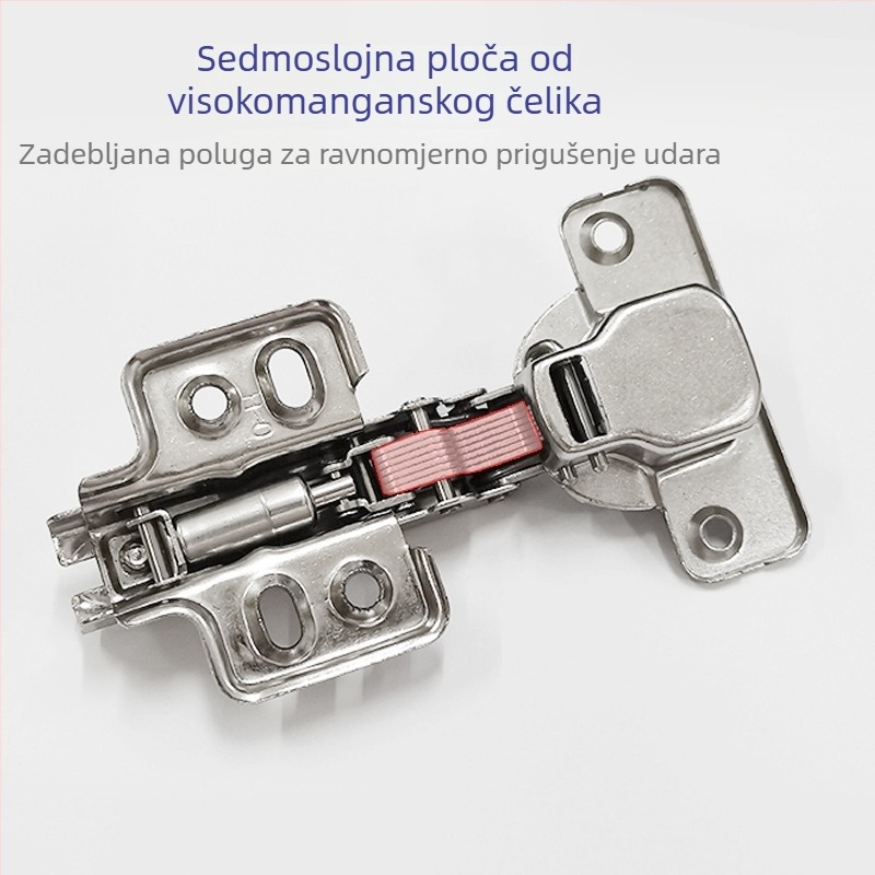 35 mm pantu s čašicom, potpuno preklapanje, hidraulički amortizator za vrata ormarića i garderobe, tih mehanizam, pribor za šarke