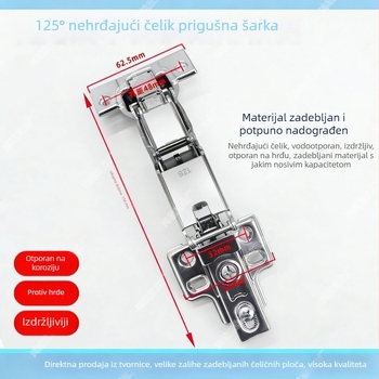 Hydraulički šarku vrata s pločom, 125°, 36 mm, za mrežasta vrata i debele ploče
