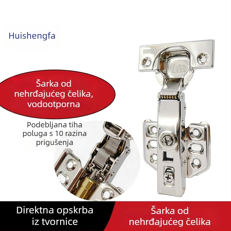 Panta za vrata od nehrđajućeg čelika 304 s hidraulskim amortizerom, vodootporna, debljina 1,5 mm, za kuhinjska, kupaonska i garderobna vrata.