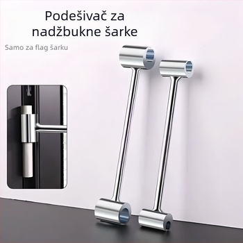 Podesivi alat za podešavanje razmaka između vrata i panta — alat u obliku zastavice i ključ