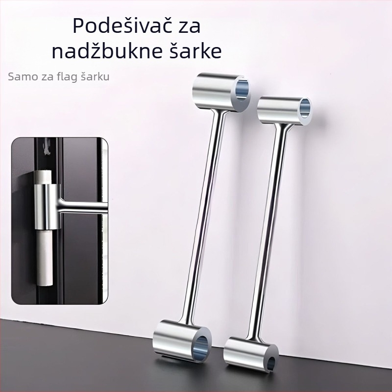 Podesivi alat za podešavanje razmaka između vrata i panta — alat u obliku zastavice i ključ