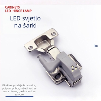 LED svjetlo za šarnire s pametnim dodirnim kontrolom za vrata ormara i ormarića, hidraulični šarnir, LED indukcijsko osvjetljenje