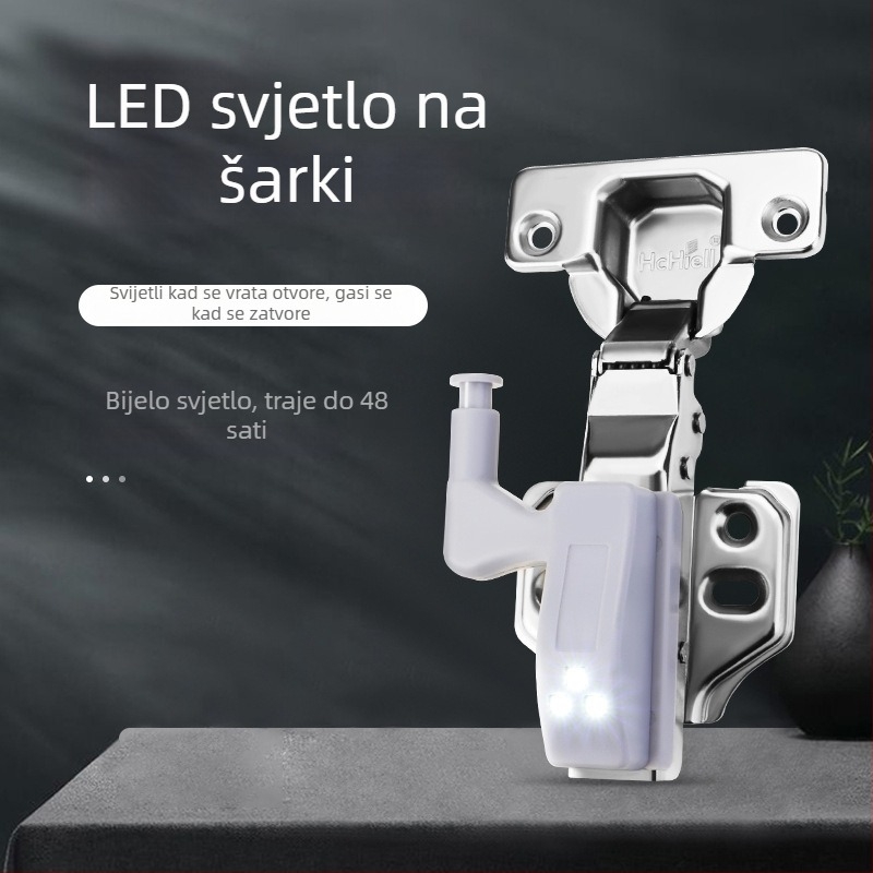 LED svjetlo za šarnire s pametnim dodirnim kontrolom za vrata ormara i ormarića, hidraulični šarnir, LED indukcijsko osvjetljenje